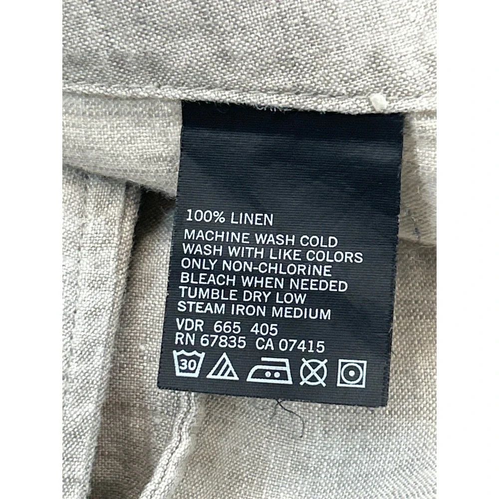 Nautica Explorer Pants Mens L Tan 100% Linen Loose Fit Drawstring Trousers